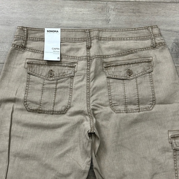 Women's Sonoma 8 Medium Capri Pants Cargo Twill Fossil Tan Straight Mid Rise NWT - Picture 6 of 11